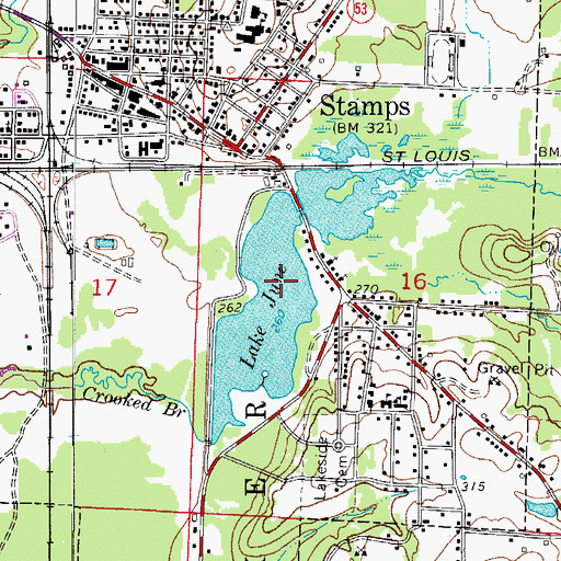 Topographic Map of Lake June, AR