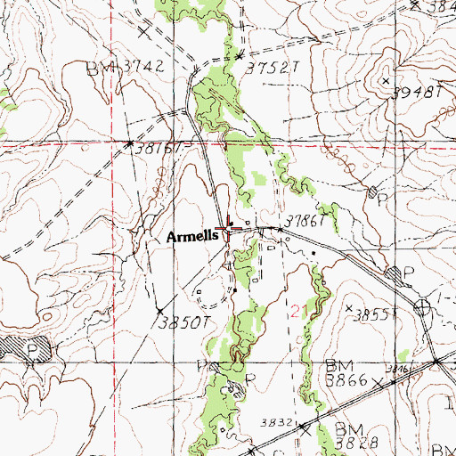 Topographic Map of Armells (historical), MT