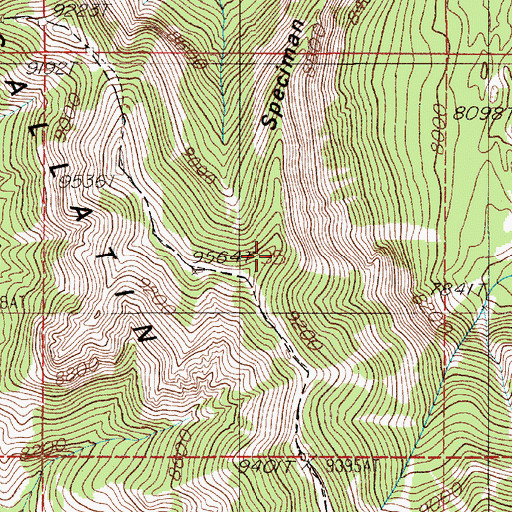 Topographic Map of Specimen Ridge, MT