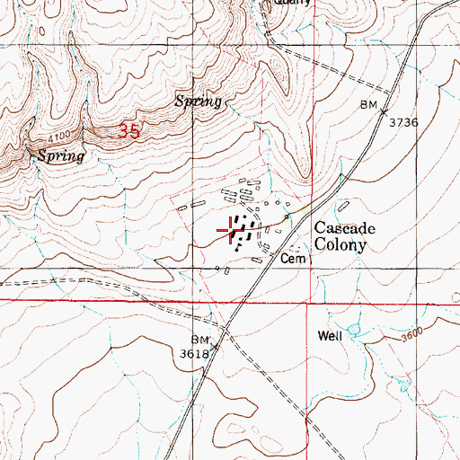 Topographic Map of Cascade Colony, MT