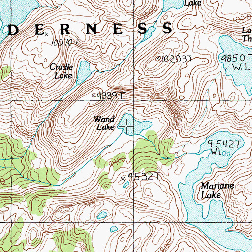 Topographic Map of Wand Lake, MT