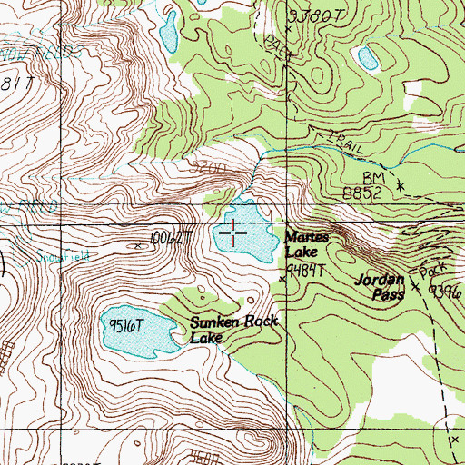 Topographic Map of Martes Lake, MT