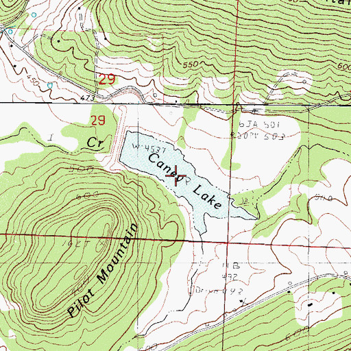 Topographic Map of Caney Lake, AR
