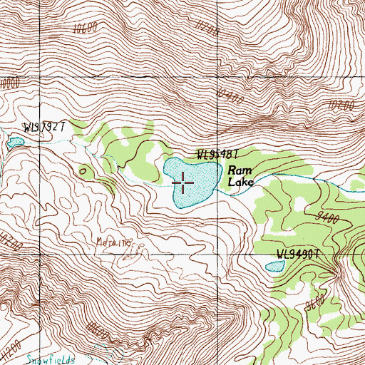 Topographic Map of Ram Lake, MT