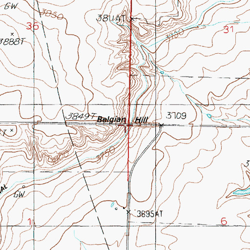 Topographic Map of Belgian Hill, MT