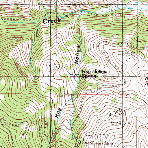 Topographic Map of Hog Hollow Spring, MT