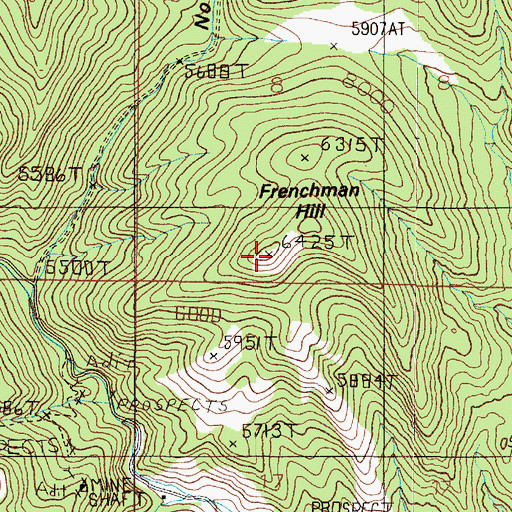 Topographic Map of Frenchman Hill, MT