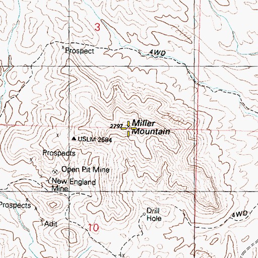 Topographic Map of Miller Mountain, AZ
