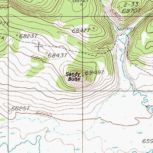 Topographic Map of Sandy Butte, MT