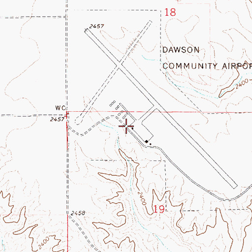 Topographic Map of Dawson Community Airport, MT