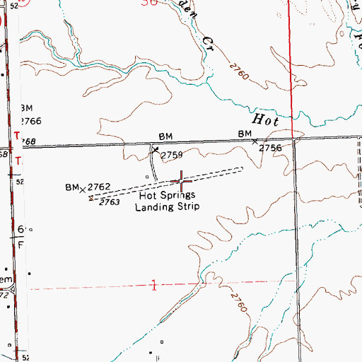 Topographic Map of Hot Springs Airport, MT
