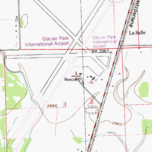 Topographic Map of Glacier Park International Airport, MT