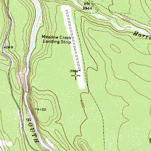 Topographic Map of Meadow Creek USFS Airport, MT