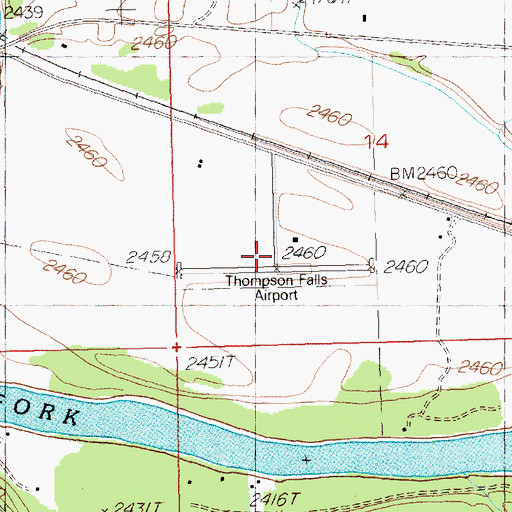 Topographic Map of Thompson Falls Airport, MT