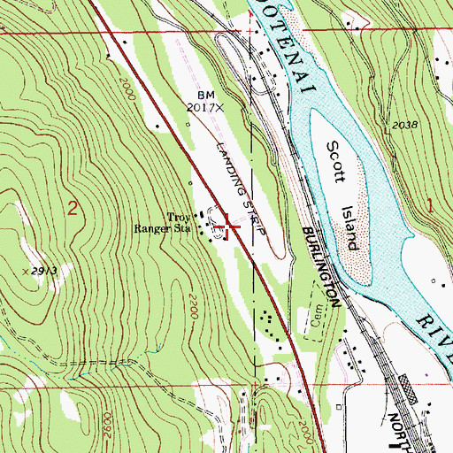 Topographic Map of Troy Airport, MT