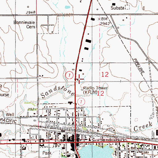 Topographic Map of KFLN-AM (Baker), MT