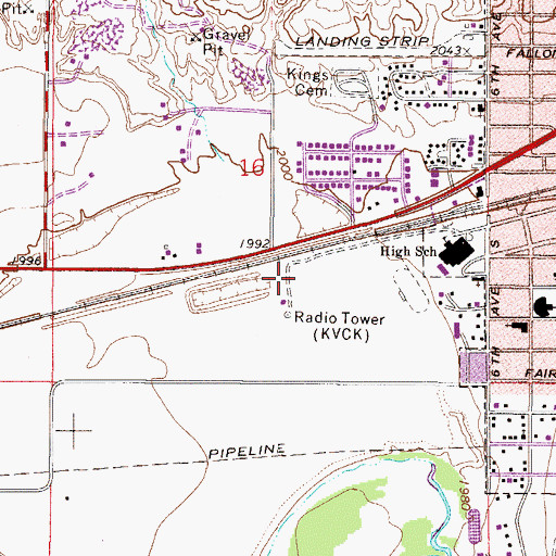 Topographic Map of KTYZ-AM (Wolf Point), MT