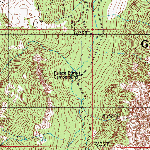 Topographic Map of Palace Butte Campground, MT