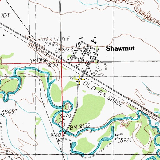 Topographic Map of Shawmut, MT