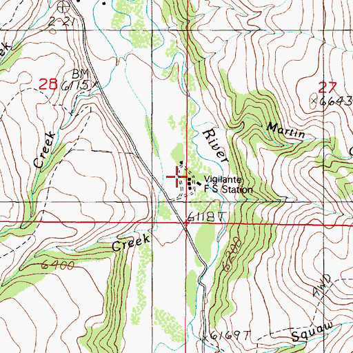 Topographic Map of Vigilante Forest Service Station, MT