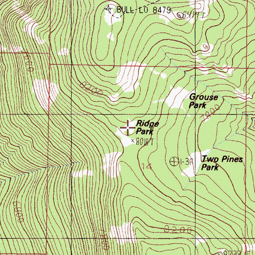 Topographic Map of Ridge Park, MT