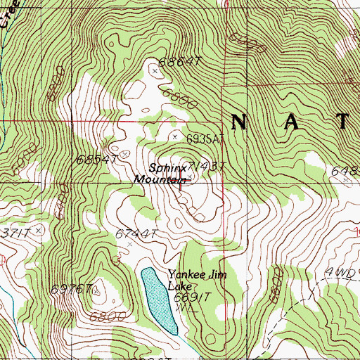 Topographic Map of Sphinx Mountain, MT