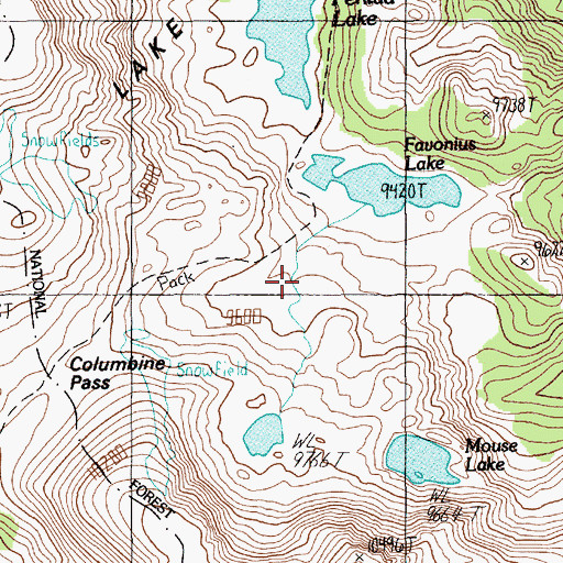Topographic Map of Absaroka-Beartooth Wilderness, MT