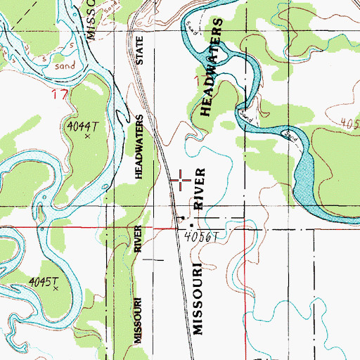Topographic Map of Missouri River Headwaters State Park, MT