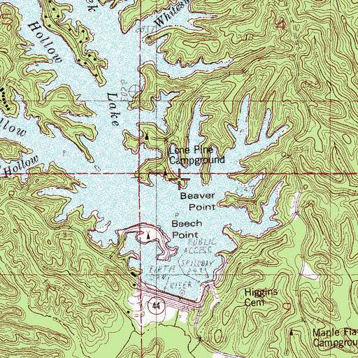 Topographic Map of Bear Creek Lake Dam, AR