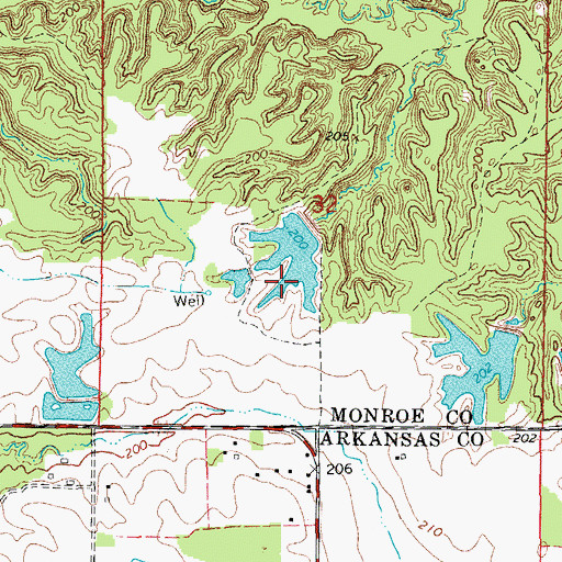 Topographic Map of Carnes Lake, AR