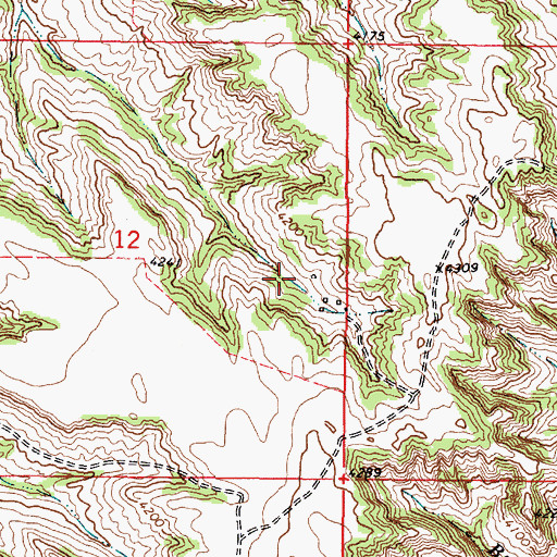 Topographic Map of 09S46E12DABA01 Well, MT
