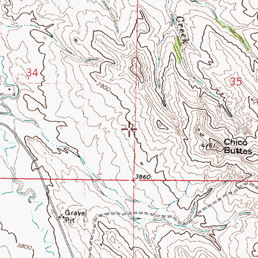 Topographic Map of 08S45E34DADD01 Well, MT