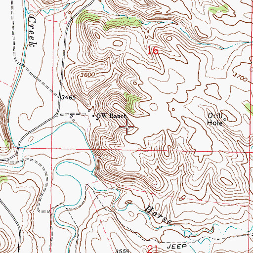 Topographic Map of 08S43E16CDBD01 Spring, MT