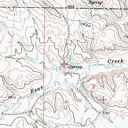 Topographic Map of 08S44E02BBDA01 Spring, MT