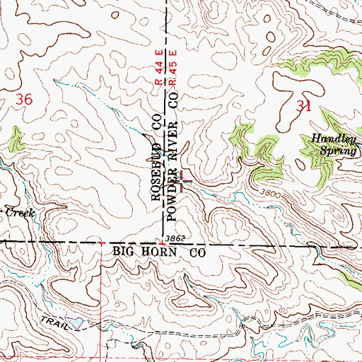 Topographic Map of 07S45E31CCBA01 Spring, MT