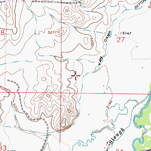Topographic Map of 07S08W27CCDC01 Well, MT