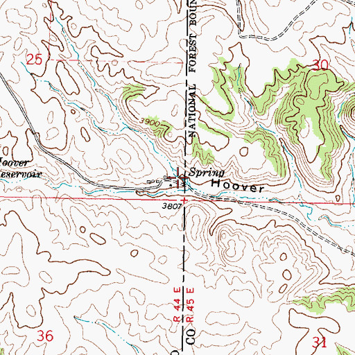 Topographic Map of 07S44E25DDDA02 Spring, MT