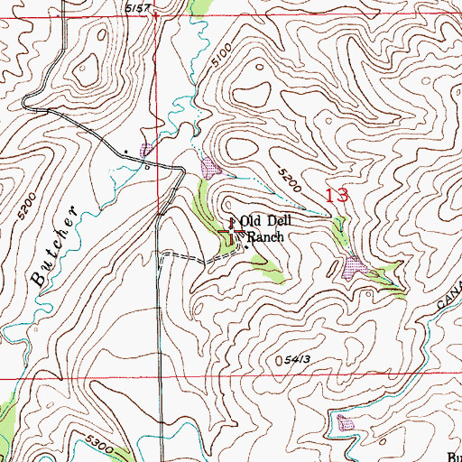 Topographic Map of 06S18E13CBAD01 Well, MT