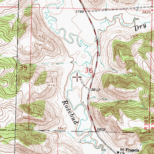 Topographic Map of 05S38E36CAAB02 Well, MT