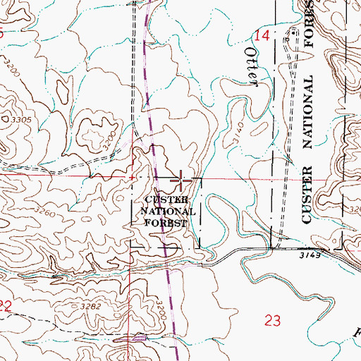 Topographic Map of 05S45E23BBAA01 Well, MT