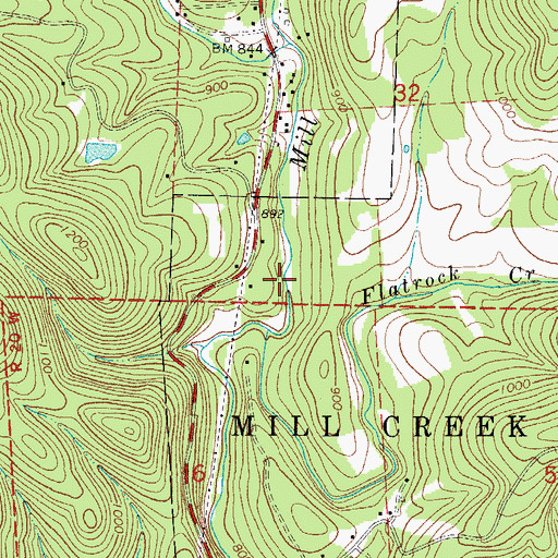 Topographic Map of Mill Creek Hollow Dam, AR
