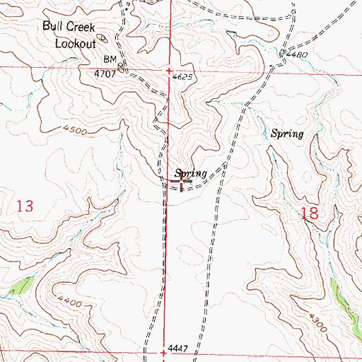 Topographic Map of 05S40E18BCCA01 Spring, MT