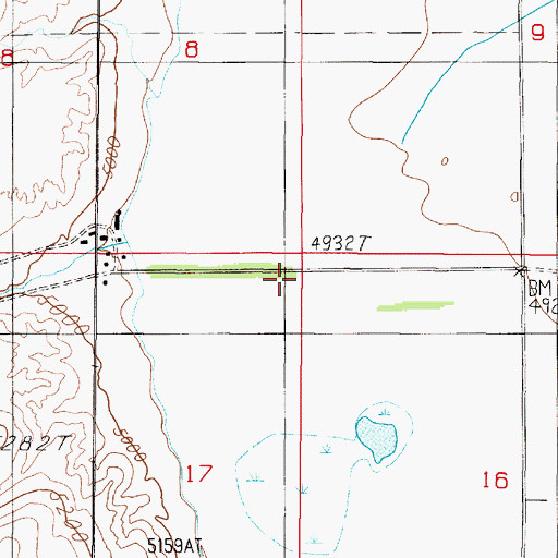 Topographic Map of 05S01W17AAAA01 Well, MT
