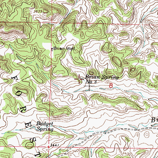 Topographic Map of 05S45E08BDCC01 Spring, MT