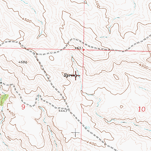 Topographic Map of 05S40E09AADD01 Spring, MT