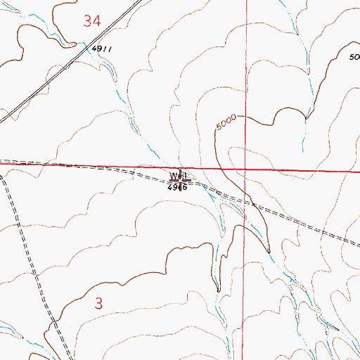 Topographic Map of 05S06W03AAB_01 Well, MT