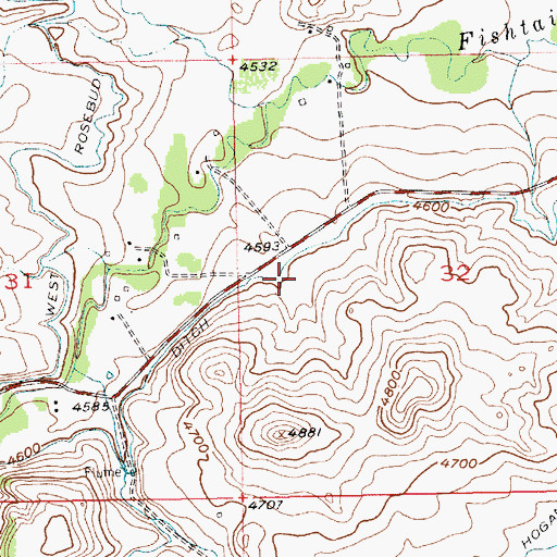 Topographic Map of 04S18E32BCDC01 Well, MT