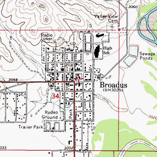 Topographic Map of 04S51E34ACDB01 Well, MT