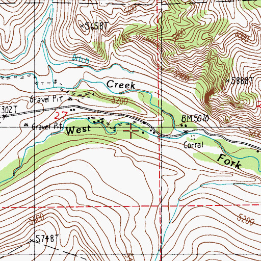 Topographic Map of 04S15E27DAAC01 Well, MT