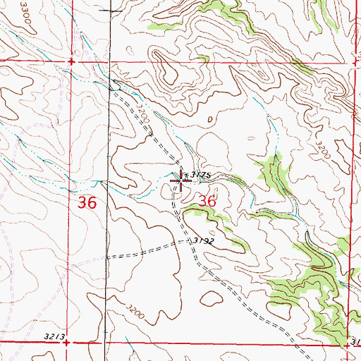 Topographic Map of 03S43E36BDDB01 Well, MT